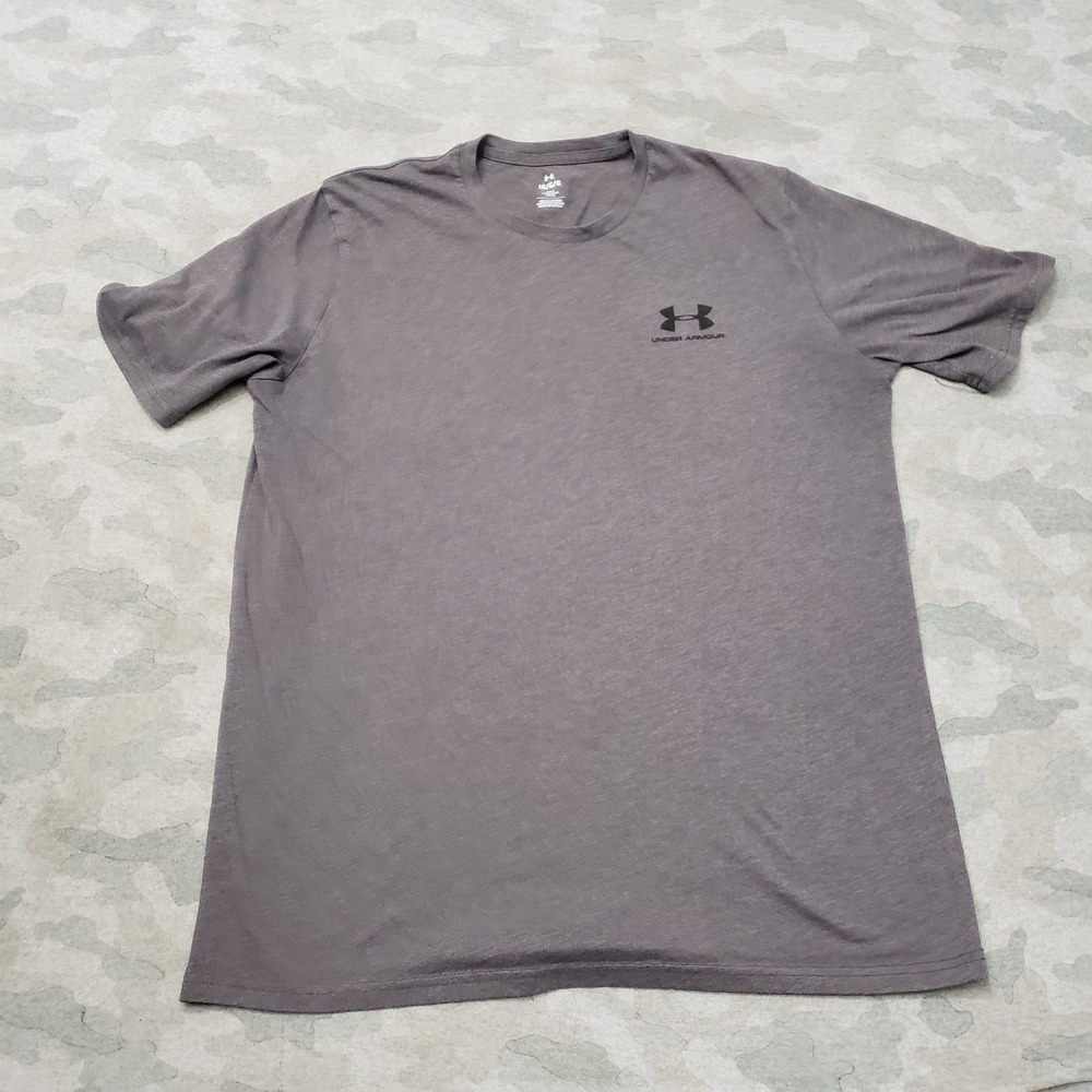 Under Armour Shirt Mens Large Gray Loose Fit Short Sleeve Gym